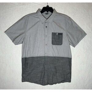 Oakley Men’s L Gray Colorblock Cotton Blend Woven Pocket Button-Up Shirt